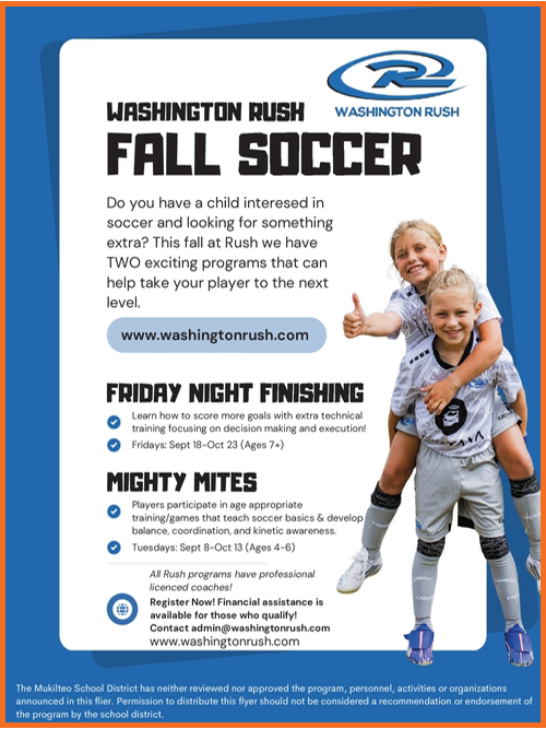 An example of a youth sports marketing flyer posted to Peachjar.